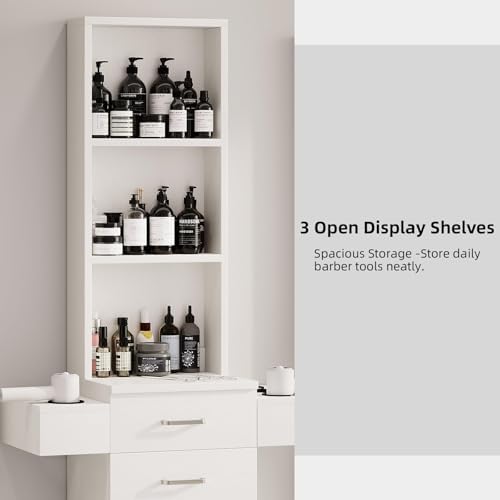 4ever2buy Salon Station for Hair Stylist, White Barber Hair Salon Station - Image 3
