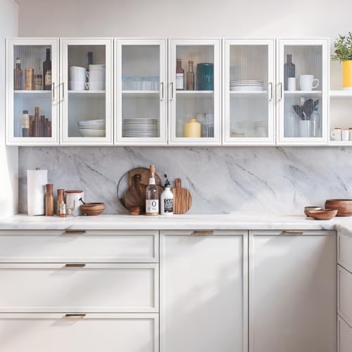 Furnaza Set of 3 White Kitchen Wall Storage Cabinet with Acrylic Glass Door - Image 5