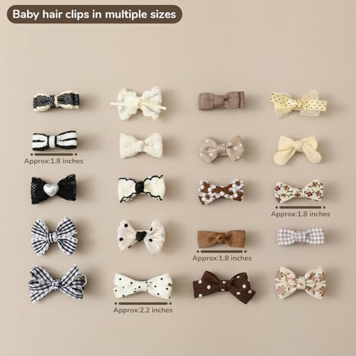 20 PCS Baby Hair Clips Set 2'' Toddler Girl Hair Bows Fully Covered Barrettes Infant Tiny Hair Accessories for Babies Kids Fine Hair - Image 5