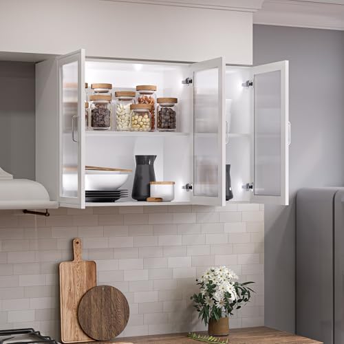 Furnaza 36" W LED Wall Storage Cabinets with Adjustable Shlelf by Furnaza