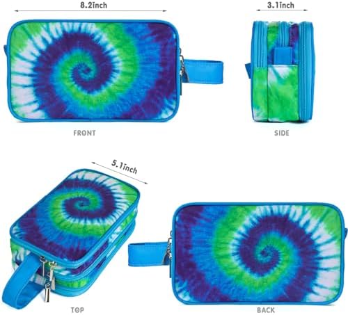 Tie Dye Toiletry Bag for Girls, Travel Toiletry Bag for Teen Girls Cosmetic Bag Makeup Bag Waterproof Hanging Wash Bag Toiletries, Blue - Image 2