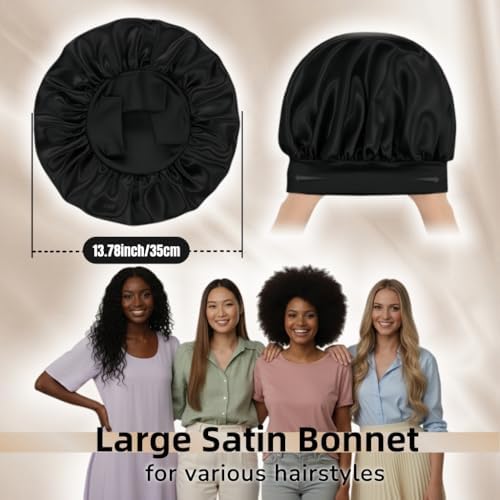 Satin Bonnet for Women Curly Hair, Large Silk Bonnet Sleeping Cap for Men - Image 2