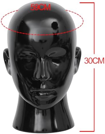 Male Mannequin Head Professional PVC Manikin Head for Display Wigs Hats Headphone Mask Sunglasses Scarf Jewelry Display Stand (Bright Black) - Image 2
