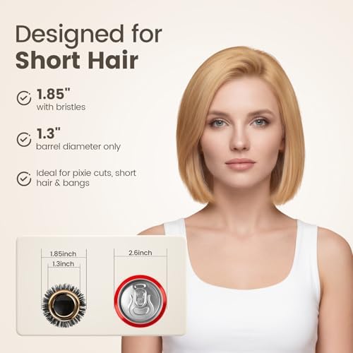 SHINLEA Small Round Brush for Blow Drying, Aluminum Thermal Roller for Short Hair Bangs, Salon Styling Hairbrush for Women Curly Straight Hair, 1.3" Barrel, 1.9 Inch with Bristles - Image 6