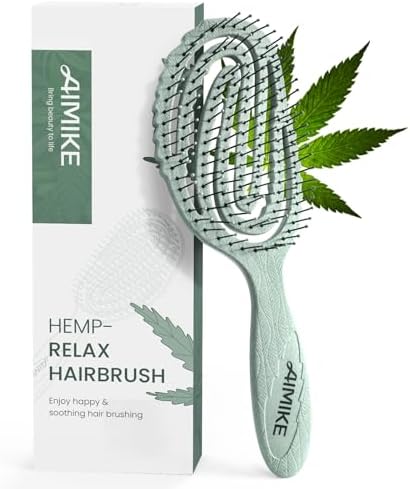 AIMIKE Hemp-Relax Detangling Hair Brush for Wet & Dry Hair, Green by AIMIKE