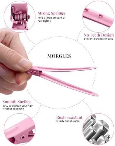 MORGLES 70Pcs Hair Clips Pink with 2 Rat Tail Combs & Case for Styling - Image 2