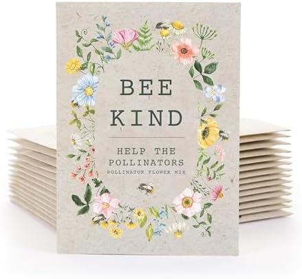 Bentley Seed Co. | Bee Kind Pollinator Flowers | Beautiful Bee Art Kraft Look Seed Packets | Environmental Favors Cards for Guests | Wildflower Mix Seed Packets | Eco-Friendly Hand Out Gift | 25 Pack - Image 2