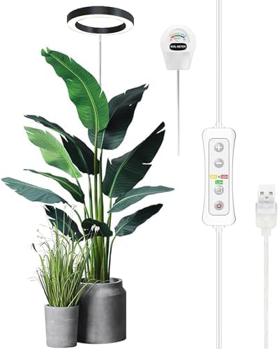 Plant Grow Light, LED Growing Light Full Spectrum for Indoor Plants, Paired with a Soil Tester,Height Adjustable, Automatic Timer, 5V Low Safe Voltage,Idea for Large Plant Light by YadokerOffical
