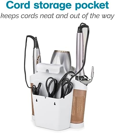 Polder Style Station, Tool Organizer for Hair Dryer, Curling Iron, and Straightener, Easy-to-Store Hair Styling Station, White and Copper - Image 4