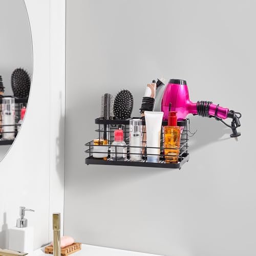 Metal Hair Tool Organizer Wall Mounted, Hair Dryer Holder Basket Storage - Image 4