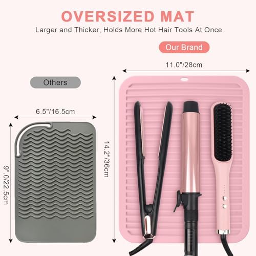Silicone Heat Resistant Mat for Hair Tools, Oversize, Pink - Image 3