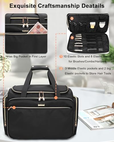 MONSTINA Professional Hairstylist Traveling Bag with Two Detachable Small Bags,Hairdressing Bag Makeup Salon Organizer Bag for Barber Hairdresser Insulation Material - Image 4