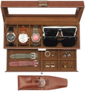 Watch and Sunglasses Box, 3 Slots, Glass Lid and Drawer for Men by Unknown