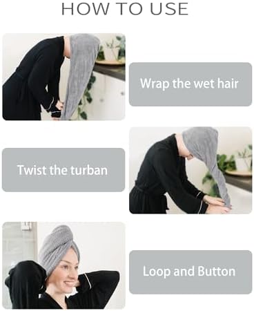 ROLSHOL 4 Pack Extra Large Microfiber Hair Towel Wraps for Women - Image 6