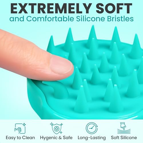 RELAXXO Scalp Massager Hair Growth – Exfoliator & Hair Scrubber for Scalp, Soft Bristles for Dandruff & Soothing Comfort, Shampoo Brush, Wet & Dry Use, Green - Image 4