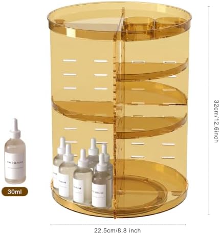Jiavarry Rotating Makeup Organizer, Clear Gold, 8 Adjustable Height - Image 4