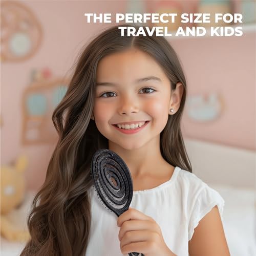 Ninabella Mini Detangler Brush - Small No Tangle Hair Brush for Purse and Travel - Hairbrush for Fine, Thick and Long Hair, Wet and Dry - Elegant Black - Image 6