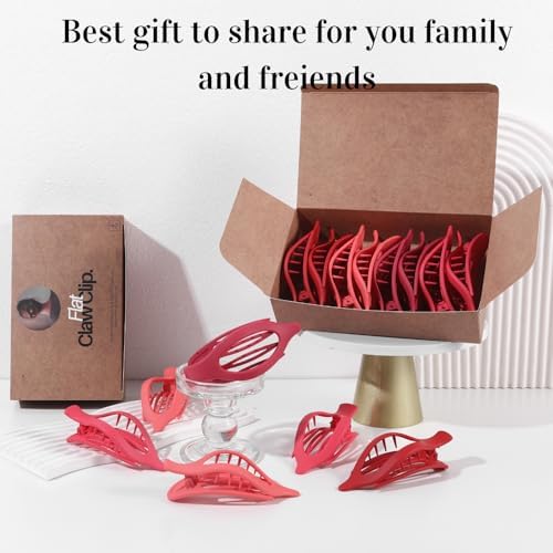 8 Pack Red Flat Hair Clips – Matte Large French Red Claw Clips for Women, Strong Hold No Slip Grip for Thick or Thin Hair, Bold & Chic Look for Date or Party Styling - Image 7