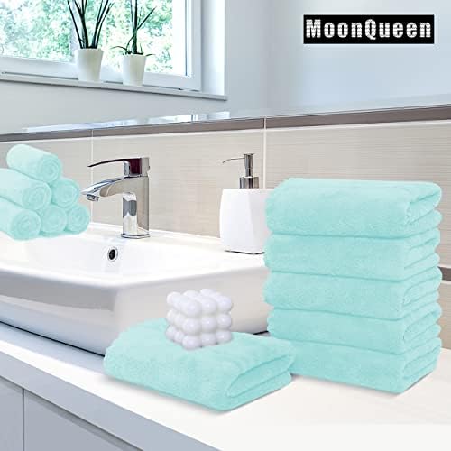 MOONQUEEN 18 Pack Premium Hand Towels - Quick Drying - Microfiber Coral Velvet Highly Absorbent Towels - Multipurpose Use as Hotel, Bathroom, Shower, Spa, Hand Towel 16 x 28 inches (Frozen Blue) - Image 2