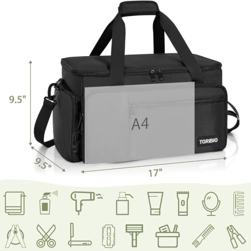 TORIBIO Large Hairdresser Bag with Adjustable Dividers, Barber Carrying Bag - Image 3