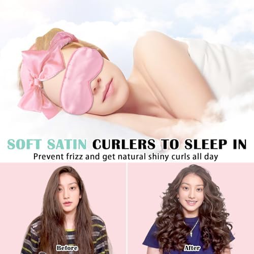 Gwabee Satin Heatless Curls Overnight Hair Curlers to Sleep In Hair Curler Rollers No Heat Hair Wrap for Curls Headband, 70" Satin Heatless Curling Rod Set for Women Long Waves Hair Volume-Pink 10PCS - Image 2