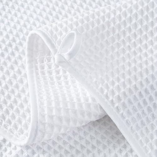 Microfiber Waffle Face Towels, 4 Pieces, Soft, Absorbent, Fast Drying, Lint Free 430 GSM (White) - Image 3