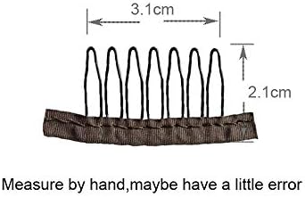 YANTAISIYU 24 Pcs/Lot Wig Combs for Making Wig Caps 7-teeth Steel Clips with Cloth Wig Combs for Hairpiece Caps (Dark Brown) - Image 3