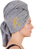 InnoBeta Large Hair Towel for Women, Microfiber Hair Wrap, Gray, Initial H by InnoBeta