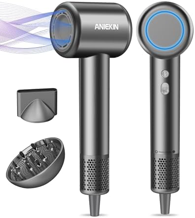 Hair Dryer, High-Speed Ionic Low Noise Blow Dryer for Fast Drying, Birthday Gifts for Women Men Mom Dad, Thermo-Control Quiet Compact Hair Blow Dryer for Travel Salon, Gray by ANIEKIN-MasterYourBeauty