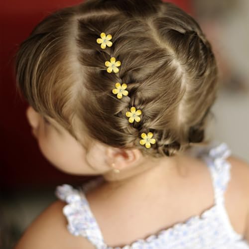YISSION 20Pcs Mini Ombre Yellow Flower Hair Clips Shiny Women Girls Wedding - Image 5