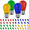 GvvooHome Colored Light Bulbs 48 Pack, S14 Bulbs for Outdoor String Lights by GvvooHome