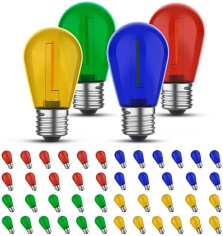 GvvooHome Colored Light Bulbs 48 Pack, S14 Bulbs for Outdoor String Lights by GvvooHome