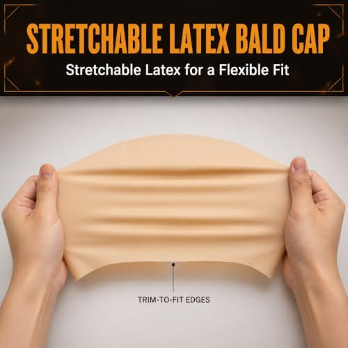 Latex Bald Cap Set with 2 Nylon Wig Caps for Adult Halloween Costume - Image 3