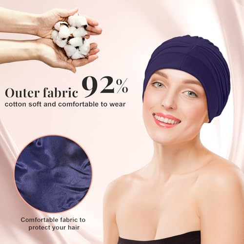 JenPen 4 Pcs Silk Satin Sleeping Bonnet for Women Color - Image 3