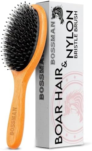 Bossman Oval Boar & Nylon Bristle Hair & Beard Brush - For Taming by Bossman