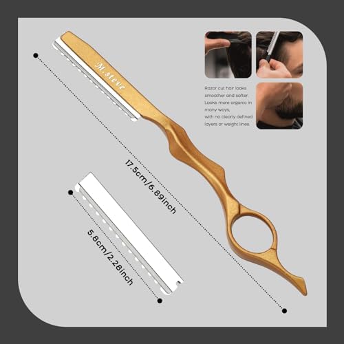 Hair Razors For Cutting Hair 6.89" with 10 Replacement Blades -Gold - Image 4
