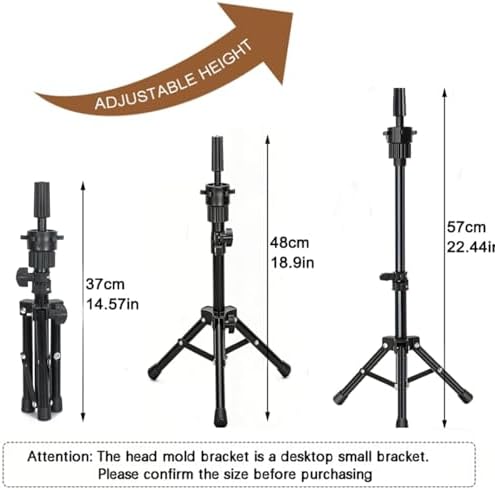 Wig Head Mannequin Head for Wigs, Wig Stand with Head for Hair Styling Practice Display Wigs Making Tripod Stand with T Pins Set (22 inch) - Image 5