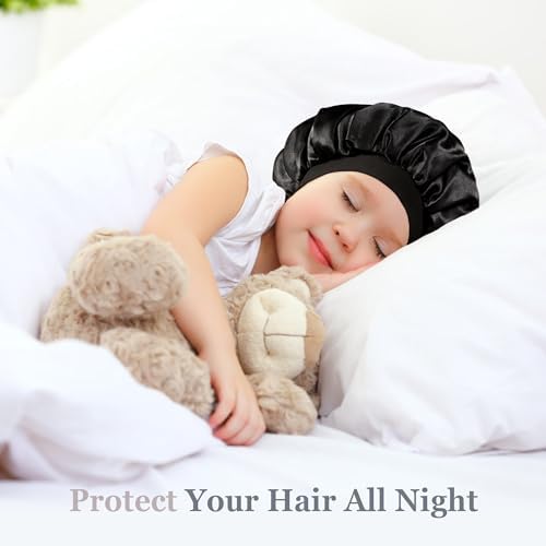 3 Pcs Kids Bonnets for Girls, Satin Silk Hair Bonnet for Sleeping - Image 5