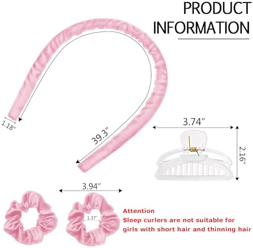 CORATED Heatless Curling Rod Headband, No Heat Silk Ribbon Rollers for Overnight Sleeping Curls, Styling Kit with Hair Clips and Scrunchie - Image 3