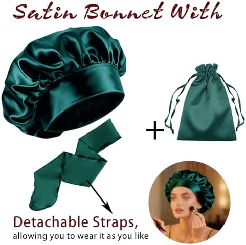 Womens Hair Bonnets Satin Bonnet for Sleeping Silk Bonnets Curly Hairs Braids Silky Sleep Caps with Long Soft Tie Band - Image 2