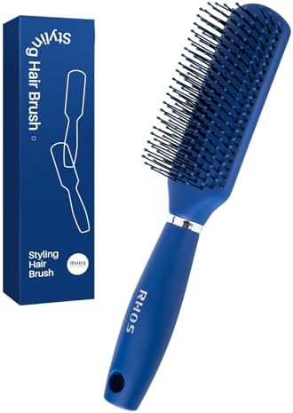 RHOS Hair Brush for Men - Detangler and Styling Brush with Nylon Bristles for Wet and Dry Hair, Massage Function, Suitable for Bangs, Thin, Short, and Thick Hair (1 Pack - Blue) by RHOS