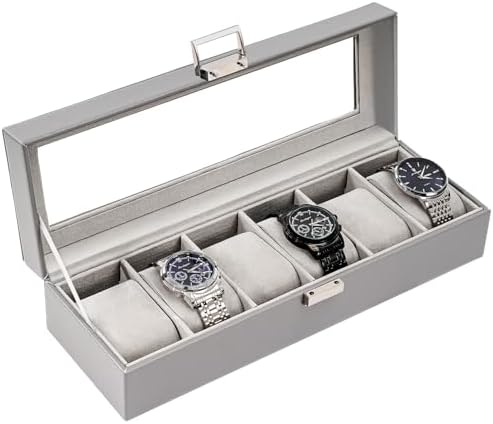 ProCase Watch Box, 6 Slot Mens Watch Display Case, Grey by ProCase