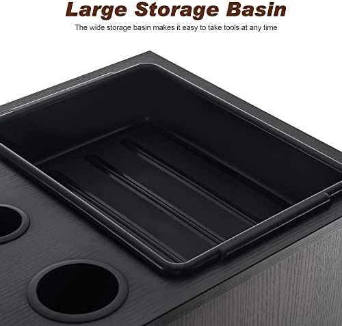 BarberPub Salon Storage Cabinet with Hair Dryer Holders 2035 (Black) - Image 3