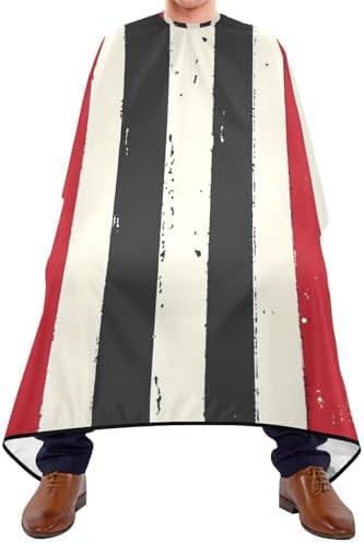 ALAZA Vintage Red White Black Stripes Barber Cape for Men Women, Waterproof Haircut Apron Beard Shaving Bib Hair Cutting Cloth 55 x 65 Inch - Image 2