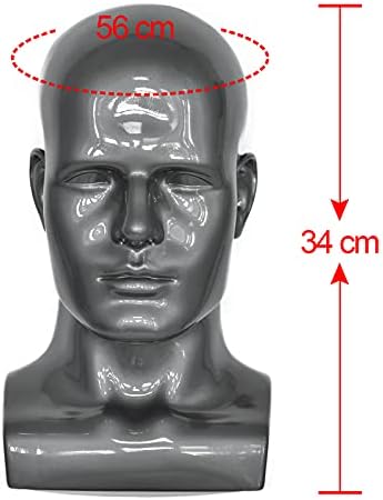 FanLin Male Mannequin Head Professional Manikin Head for Display Wigs Hats Headphone Mask Sunglasses Jewelry and Scravat Display Stand (Light grey) - Image 4
