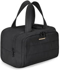 BAGSMART Travel Toiletry Bag, Lightweight Large Wide-open Travel Bag for Women, Puffy Cosmetic Makeup Bag Organizer with Handle for Accessories,Essentials, Toiletries, Black by BAGSMART