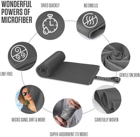 VENTURE 4TH Quick Dry Microfiber Towel for Camping & Gym - Charcoal Medium - Image 6