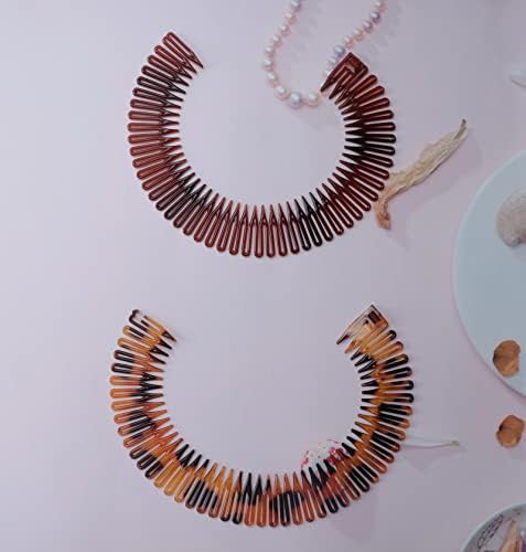 4 Pcs Circular Stretch Comb Plastic Circle Spring Headband (Round-leopard) - Image 6