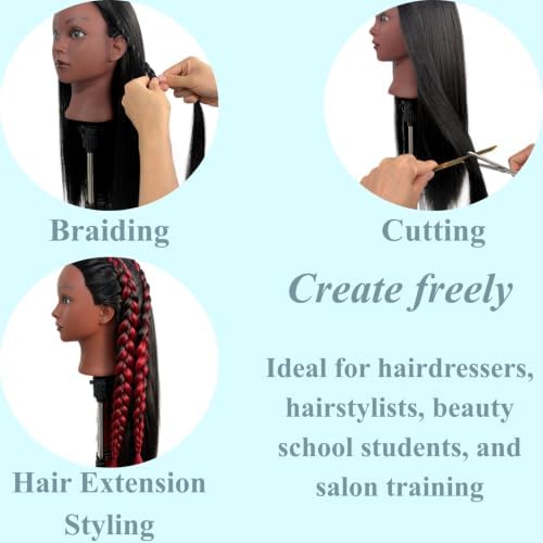 Black Mannequin Head for Braiding, Practice Hair Mannequin Head - Image 4