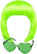 MIAHART Green Short Bob Wig and Sunglass Set, Neon Colored Wigs Sunglass Pack Costume Colorful Cosplay Wigs Daily Party Hairpieces for Bachelorette Neon Party Favors Halloween Decorations Supplies by MIAHART